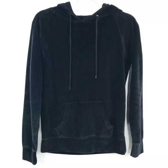 Zine Women Black Velour Hoodie Sweatshirt Small S - Picture 1 of 6